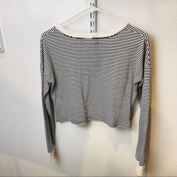 ABERCROMBIE $ Fitch sweatshirt long tee cropped striped CHEERS - Picture 5 of 10